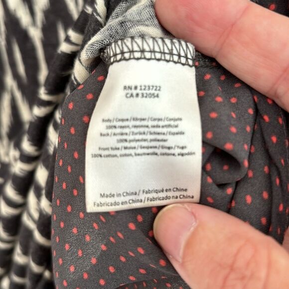 Anthropologie One September Women tribal polka dot tassel embroidered shirt Sm - Picture 8 of 10